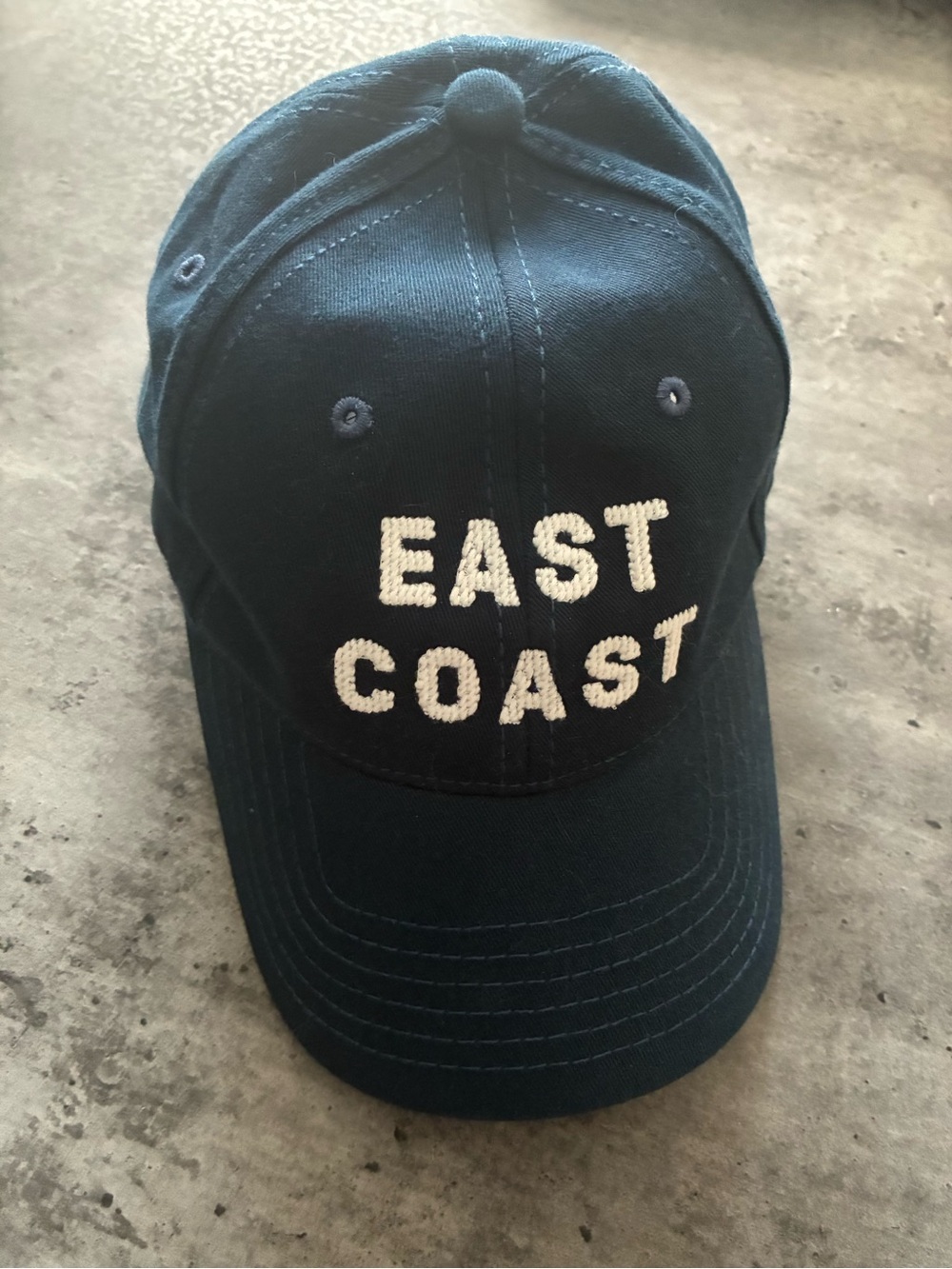 East Coast Embroidered Baseball Cap - Navy with White Letters